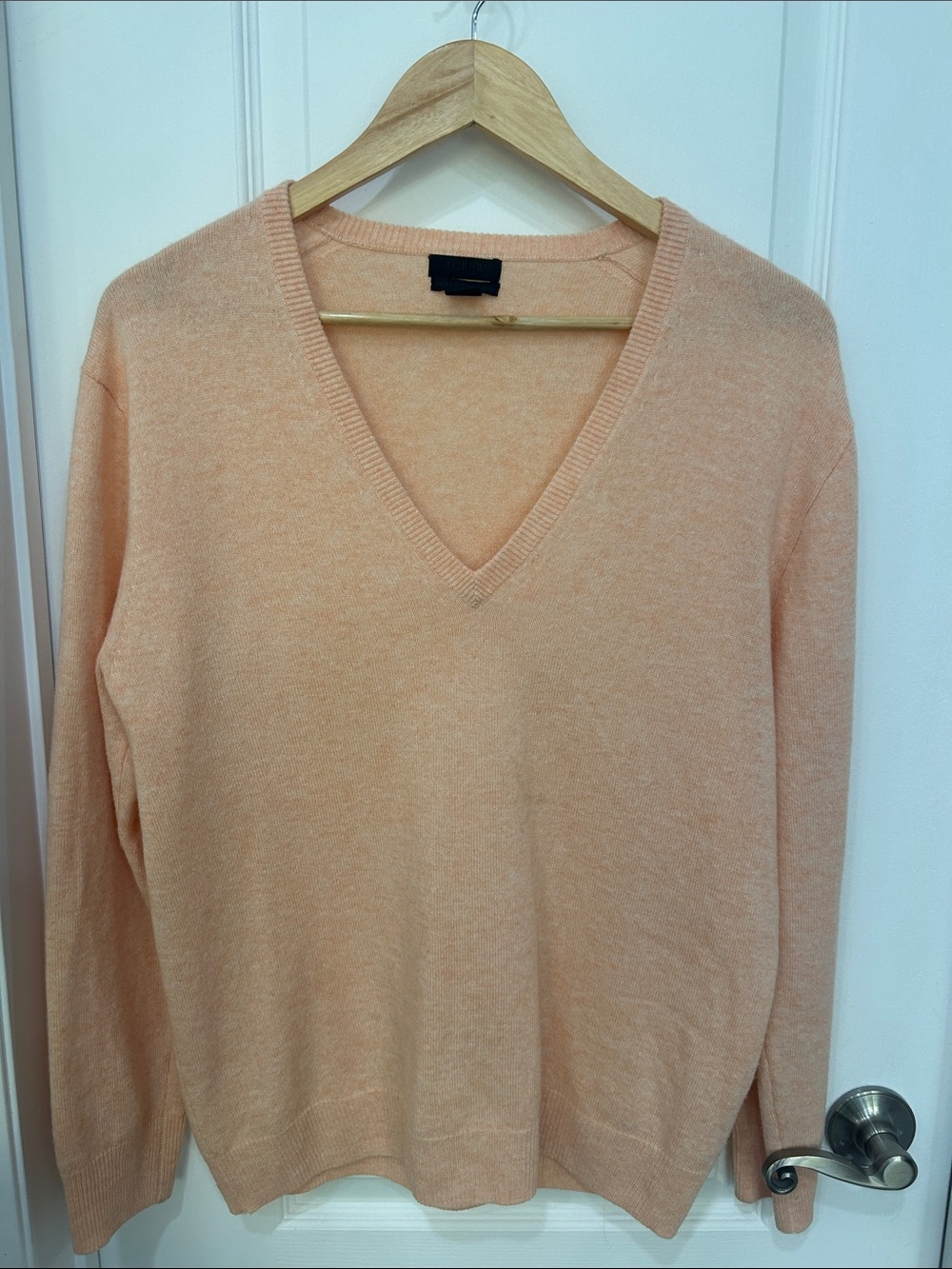 J Crew peach cashmere V neck